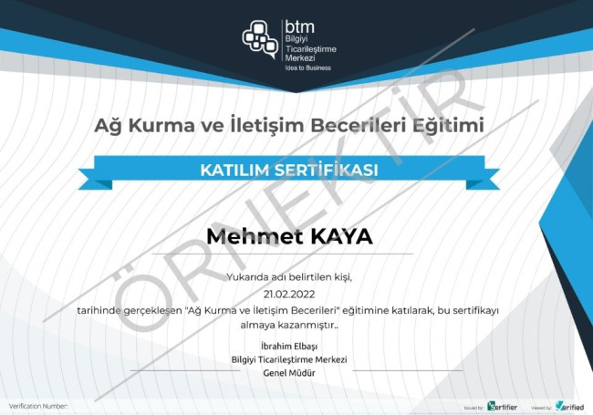 Sertifika örneği