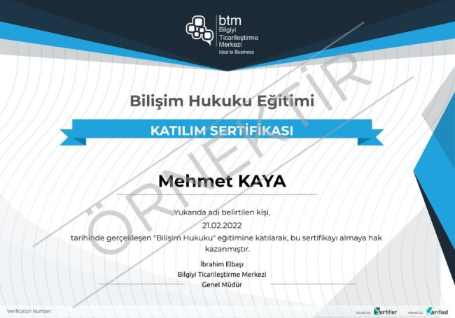 Sertifika örneği