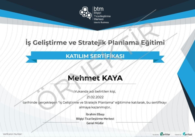 Sertifika örneği