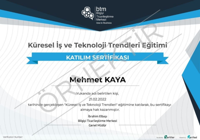 Sertifika örneği