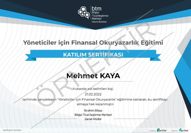 Sertifika örneği
