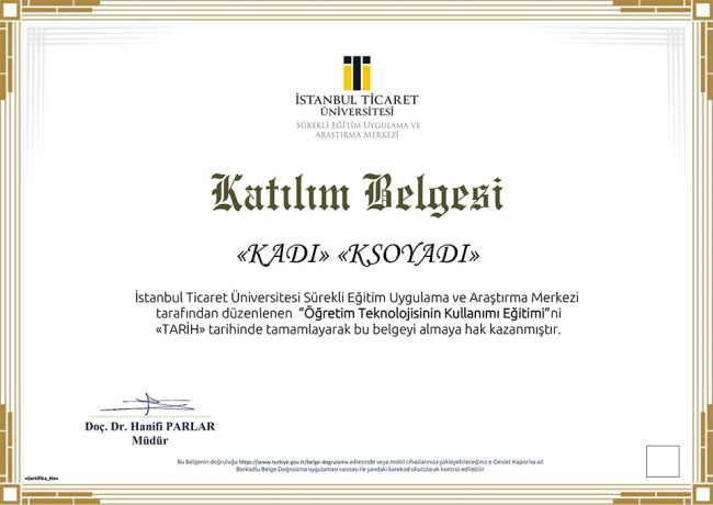 Sertifika örneği