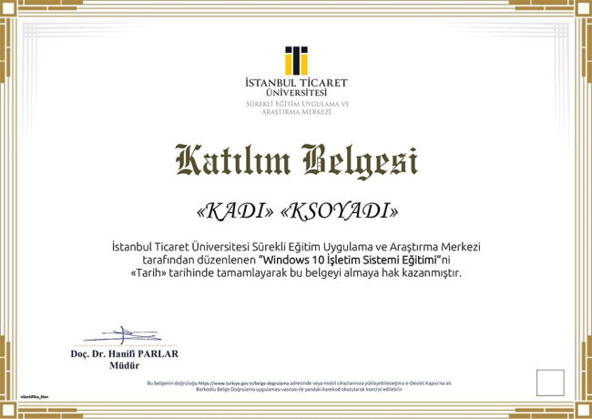 Sertifika örneği