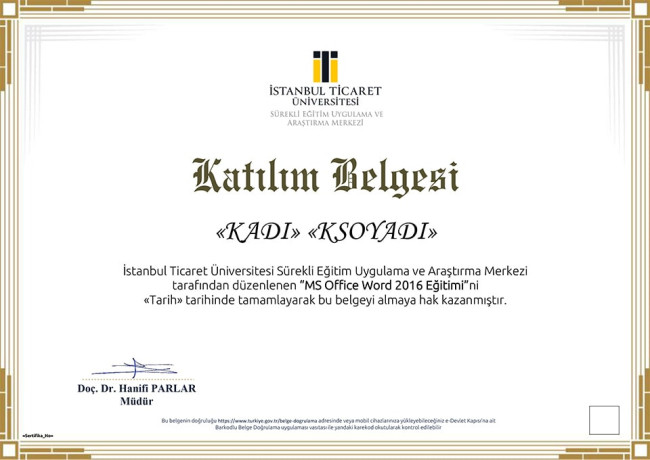Sertifika örneği
